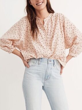 Madewell Peasant Pink Top in Delicate Floral